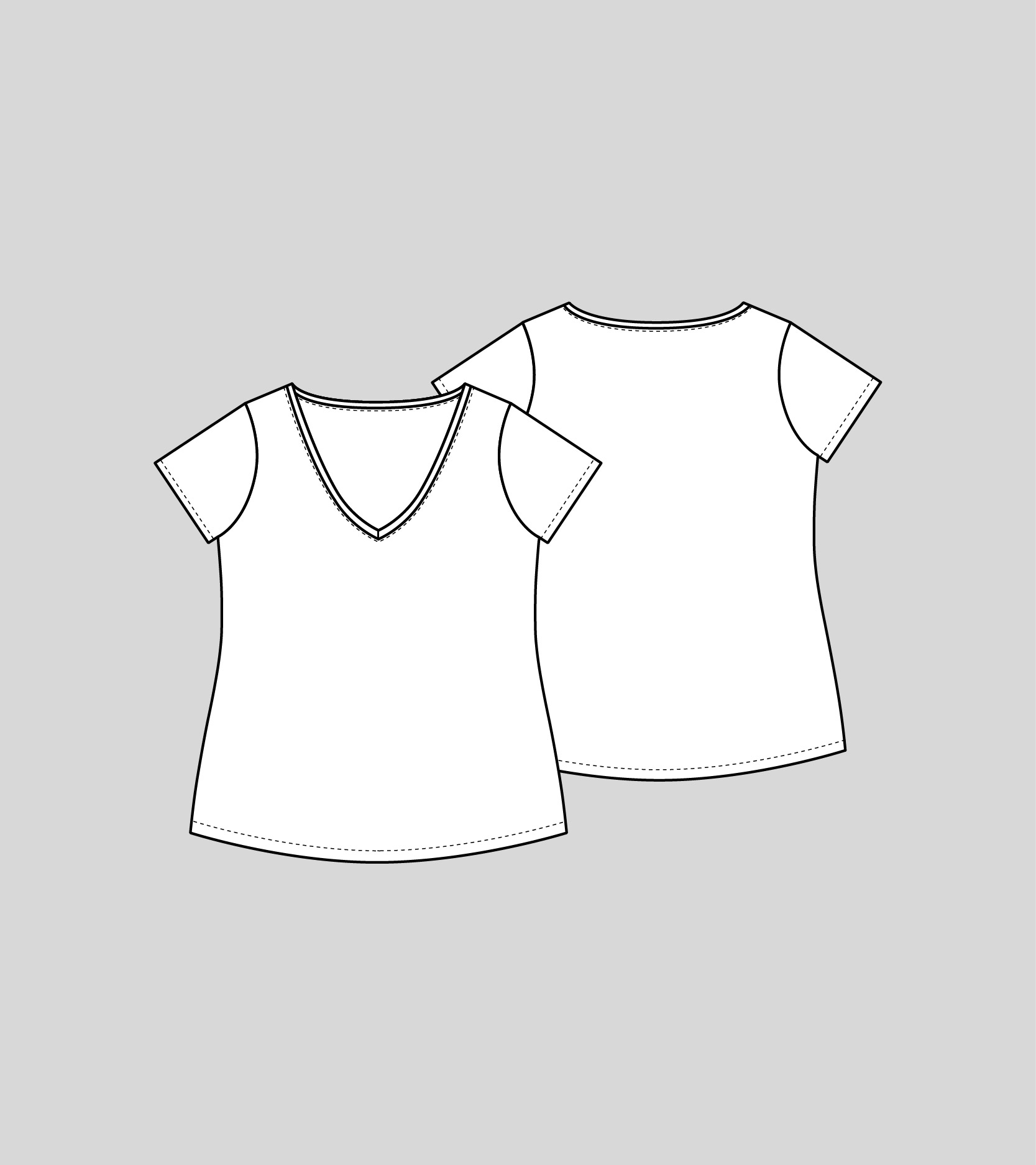 patron de costura camiseta basica manga corta dibujo plano
