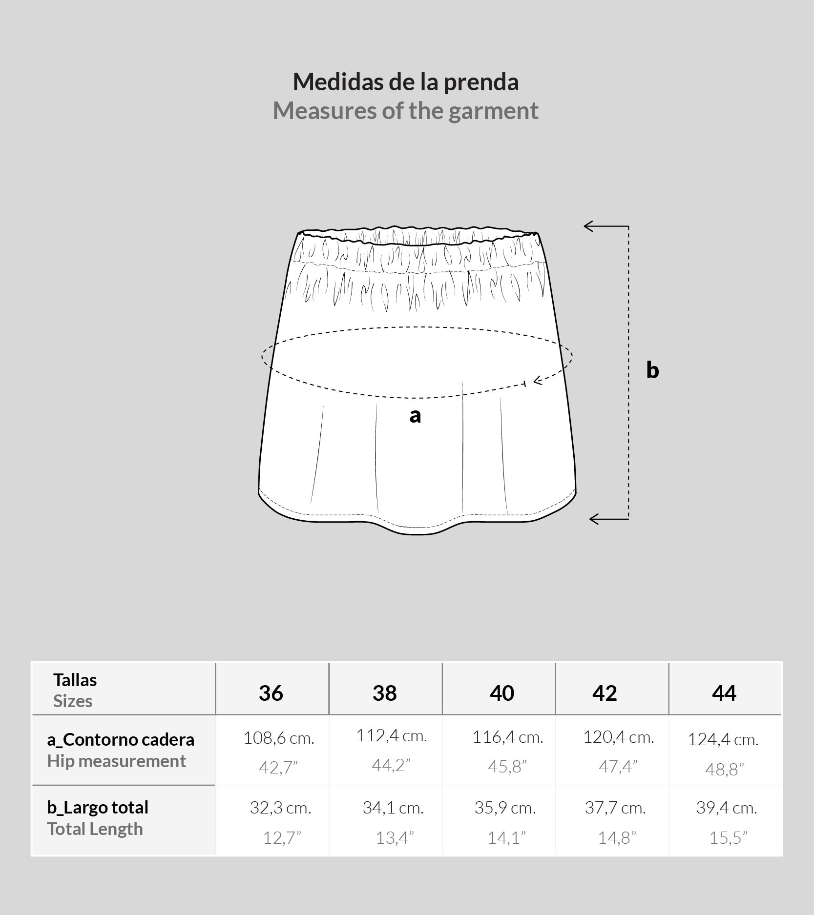 patrón de costura falda corta básica goma cintura medidas