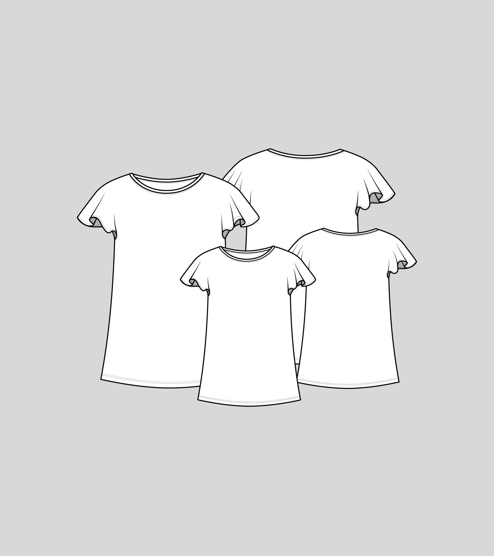patron de costura camiseta infantil manga mariposa duo dibujo plano
