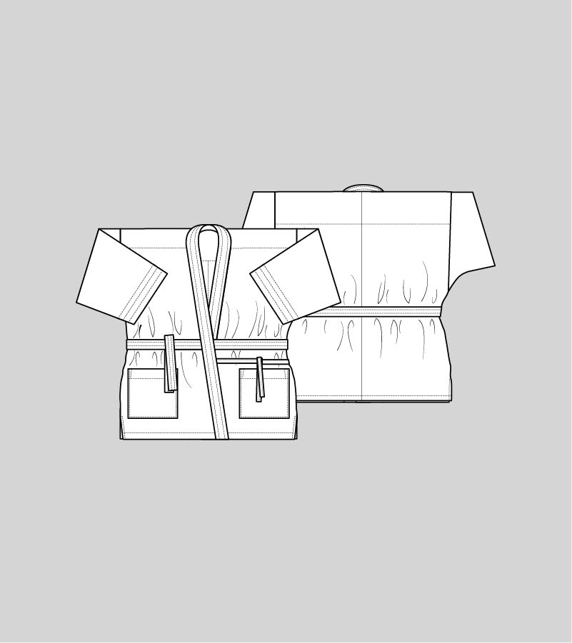 dibujo plano patron de costura kimono unisex sisho